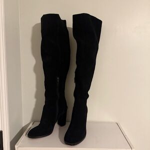 Gianni Bini Black Suede Over the Knee Boots